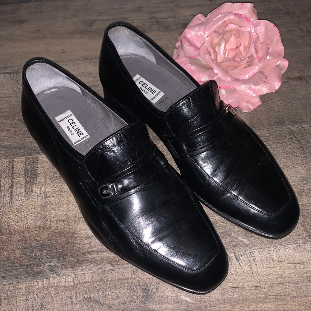 CELINE BLACK LEATHER LOAFERS